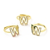 Mixed Color Enamel Initial Letter Adjustable Ring with Clear Cubic Zirconia RJEW-P045-01G-W-1