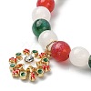 Resin Round Beaded Stretch Bracelet with Alloy Enamel Christmas Charms BJEW-JB09525-4