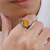 304 Stainless Steel with Natural Tiger Eye Finger Rings for Men FS-WGE1297-02-2