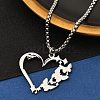 201 Stainless Steel Laser Cut Heart Butterfly Pendant Box Chain Necklaces for Women NJEW-Q004-06P-1