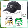 Polymer Clay & Brass Acrylic Beaded Stretch Bracelets & Football Alloy Enamel Stud Earrings & Polyester Baseball Cap BJEW-PH02021-2