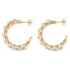 304 Stainless Steel & Bohemian Beaded C-Shaped with Flower Stud Earrings for Women EJEW-R001-03G-02-2