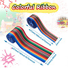 2Rolls 2 Styles Stripe Pattern Printed Polyester Grosgrain Ribbon OCOR-TA0001-37E-3