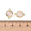 Brass Natural Rose Quartz Connector Charms KK-Z096-01G-02-3