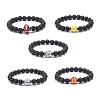 Natural Lava Rock & Synthetic Hematite & Acrylic Beaded Stretch Bracelet BJEW-JB08553-1