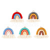 ARRICRAFT 5Pcs 5 Colors Macrame Weaving Rainbow Tassel Pendants FIND-AR0003-59A-1