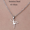 Non-Tarnish 201 Stainless Steel Dancer Pendant Necklace NJEW-OY001-28-3