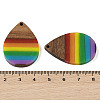 Pride Rainbow Theme Resin & Walnut Wood Pendants WOOD-K012-09B-3