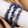 Unisex Chip Natural Lapis Lazuli Beaded Stretch Bracelets BJEW-S143-07-4