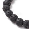 Natural Lava Rock & Tiger Eye  Round Beads Stretch Bracelets BJEW-TA00680-4