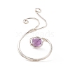 Gemstone Round Beaded Open Cuff Ring RJEW-JR00545-5