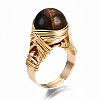 Adjustable Gemstone Round Finger Rings RJEW-T019-01-KC-5