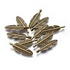 Tibetan Style Alloy Feather Pendants TIBEP-1360-AB-FF-1