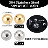 Beebeecraft 60Pcs 2 Colors Stainless Steel Ear Nuts STAS-BBC0003-34-2