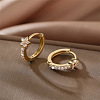Brass Micro Pave Clear Cubic Zirconia Hoop Earrings FS-WG60F71-01-2