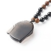 Natural Ice Crystal Obsidian Buddha Head Pendant Necklaces NJEW-JN03644-5