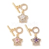 Golden Brass Micro Pave Clear Cubic Zirconia Toggle Clasps KK-B100-040G-1