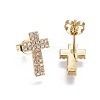 Brass Micro Pave Cubic Zirconia Stud Earrings EJEW-L224-27G-2