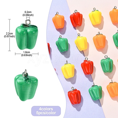 20Pcs 4 Colors Resin Imitation Vegetable Pendants RESI-YW0001-59-1
