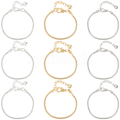 24Pcs 3 Colors Brass European Style Bracelet Making MAK-PA0001-01-1