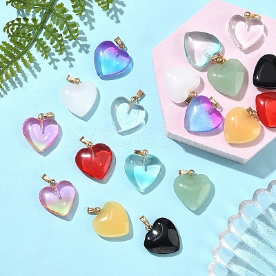 18Pcs 9 Colors Spray Painted Glass Pendants GLAA-YW0004-31-1