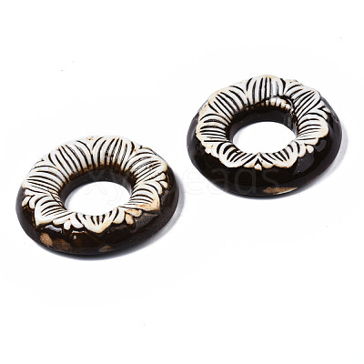 Vintage Floral Donut Porcelain Big Pendants PORC-T006-28-1