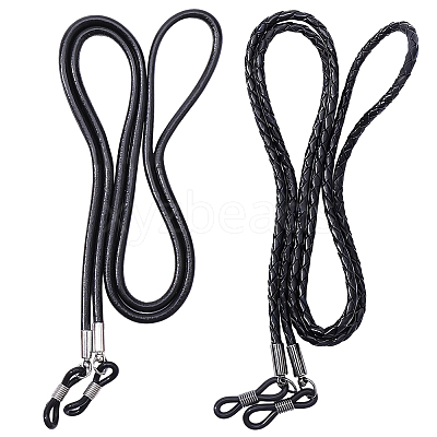 2Pcs 2 Styles Cowhide Neck Strap for Eyeglasses AJEW-CL0004-76B-1
