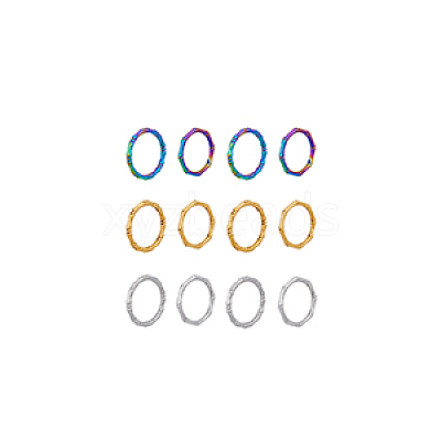 12Pcs 6 Style 304 Stainless Steel Bamboo Sticker Finger Ring for Women RJEW-DC0001-14-1
