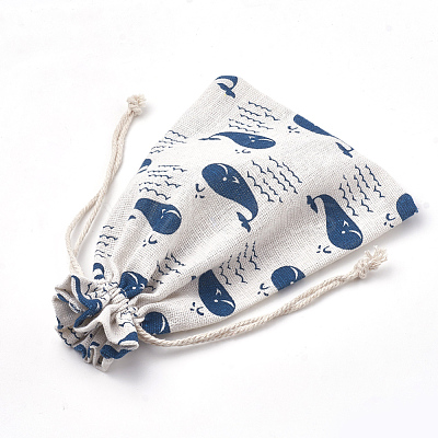Polycotton(Polyester Cotton) Packing Pouches Drawstring Bags ABAG-S003-02-M-1