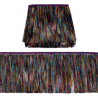 10M Polyester Fringe Ribbon with PET Tassels Trimming SRIB-WH0011-191-1