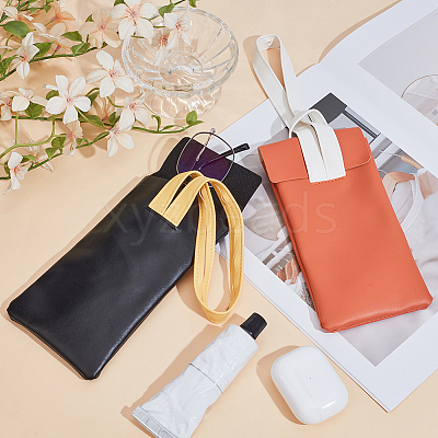 2Pcs 2 Colors PVC Imitation Leather Eyeglass Cases ABAG-CN0001-65-1