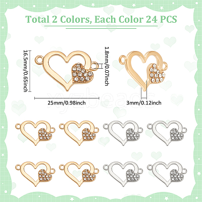 48Pcs 2 Colors Alloy Rhinestone Links/Connectors FIND-UN0016-40-1