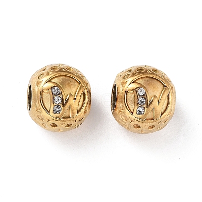 Ion Plating(IP) 304 Stainless Steel Rhinestone European Beads STAS-A092-10W-G-1