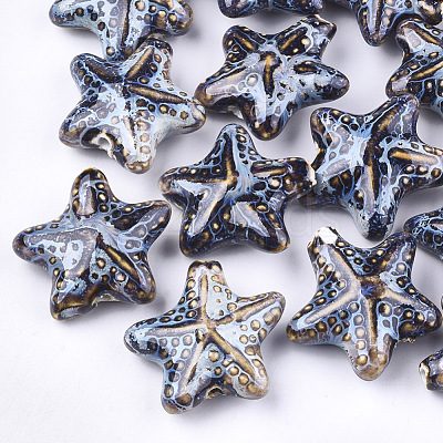 Handmade Porcelain Beads X-PORC-S498-33B-1