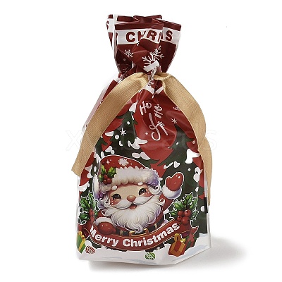 Christmas Santa Claus Plastic  Packing Pouches Drawstring Bags ABAG-Q053-05B-1