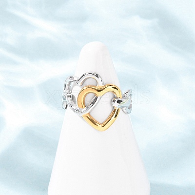 304 Stainless Steel Open Cuff Rings for Women RJEW-K321-01D-1