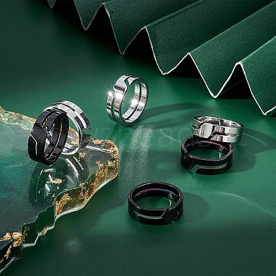 12Pcs 2 Colors 304 Stainless Steel Finger Ring RJEW-UN0001-18-1