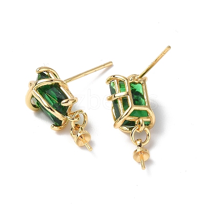 Brass Glass Rhinestone Stud Earring Findings KK-B063-14G-1