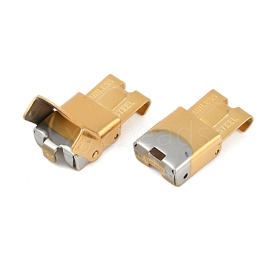 Ion Plating(IP) 201 Stainless Steel Watch Band Clasps STAS-C006-1-02G-01-1