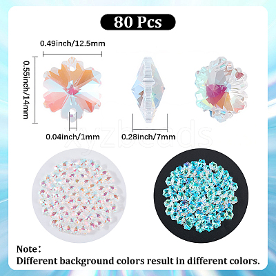 80Pcs Transparent Faceted Glass Connector Charms GLAA-SP0001-88C-02-1