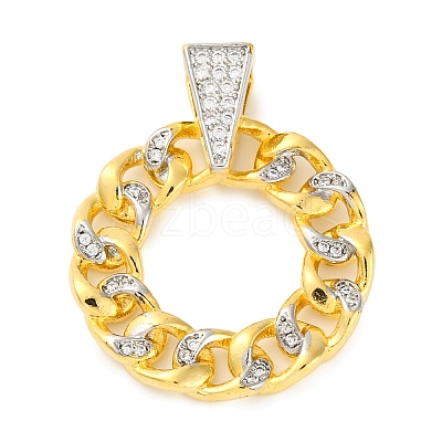 Rack Plating Brass Micro Pave Cubic Zirconia Pendants KK-M021-08G-02-1
