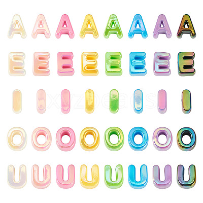 50Pcs 5 Styles UV Plating Opaque Acrylic Beads PACR-TA0001-31F-1