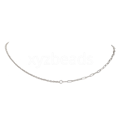 304 Stainless Steel Paperclip Chain Cable Chain Necklaces for Women NJEW-JN05590-1