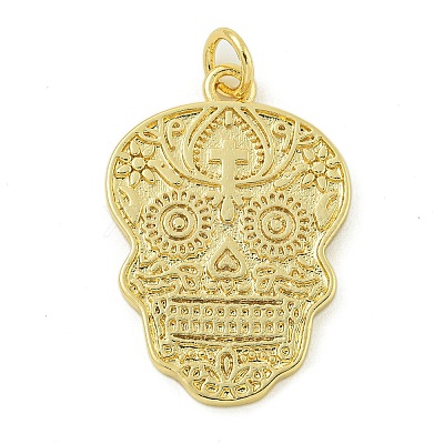 Halloween Theme Rack Plating Brass Pendants KK-Z067-18G-02-1