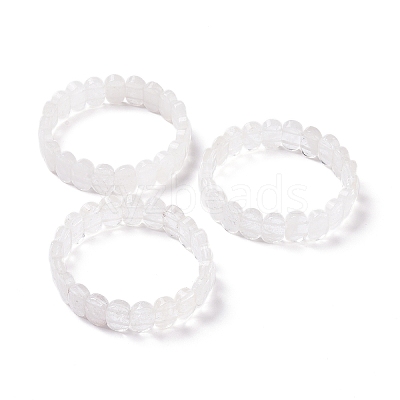 Natural Quartz Crystal Oval Beaded Stretch Bracelet G-E010-01P-1