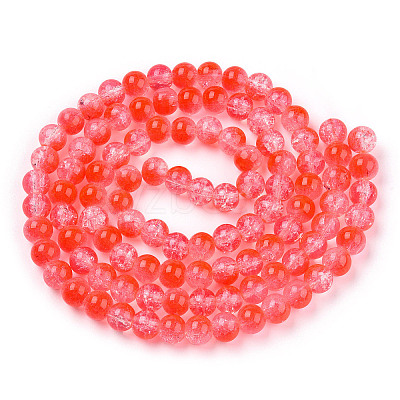 Transparent Crackle Baking Paint Glass Beads Strands DGLA-T003-01C-12-1
