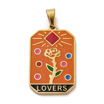 Ion Plating(IP) 304 Stainless Steel Enamel Pendants STAS-Q003-01G-012-1