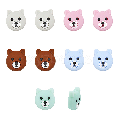 10Pcs 5 Colors Silicone Beads SIL-CA0001-91-1