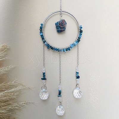 Glass Pendant Decoration DJEW-PW0019-11E-1