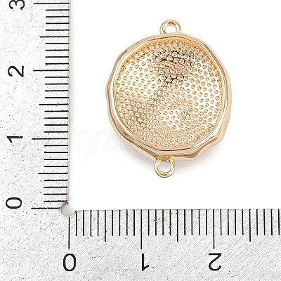 Brass Enamel & Natural Pearl Flat Round with Flower Connector Charms KK-K351-50G-01-1